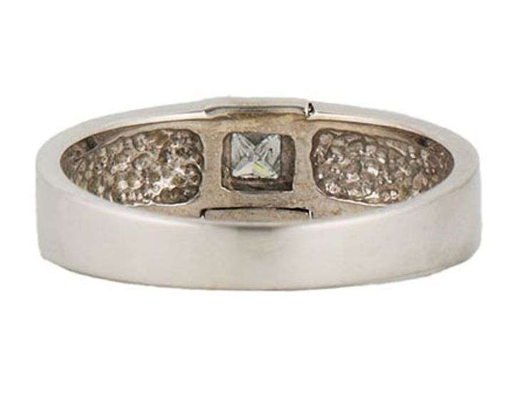 Gents 0.25ct Princess Cut Diamond Bezel Set Solitaire Band Ring in 14K