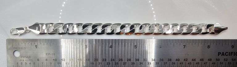 Strong 26 Gram .925 Sterling Silver Plated Cuban Link Bracelet
