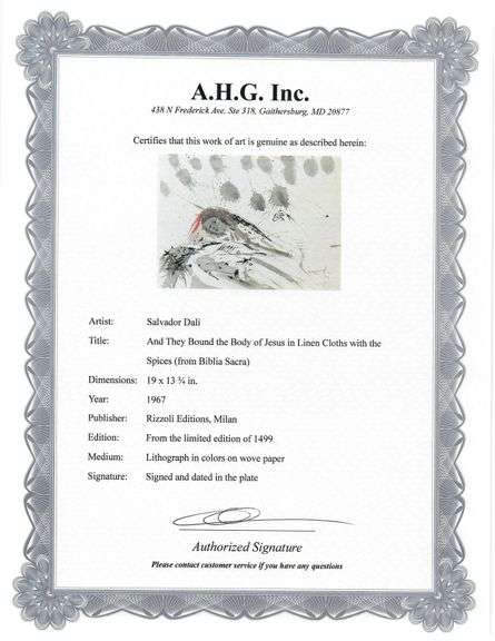 Highly Collectible and Rare Salvador Dali Original Lithograph from the 'Biblia Sacra' Suite