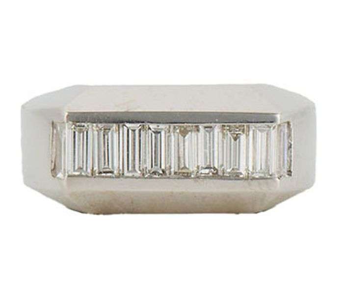 Gents 1.00ctw Baguette Diamond Band Ring in 14K