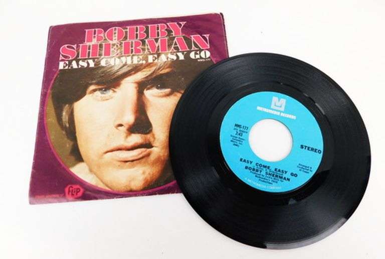 2 Vintage Bobby Sherman 45 Records with Dust Jackets