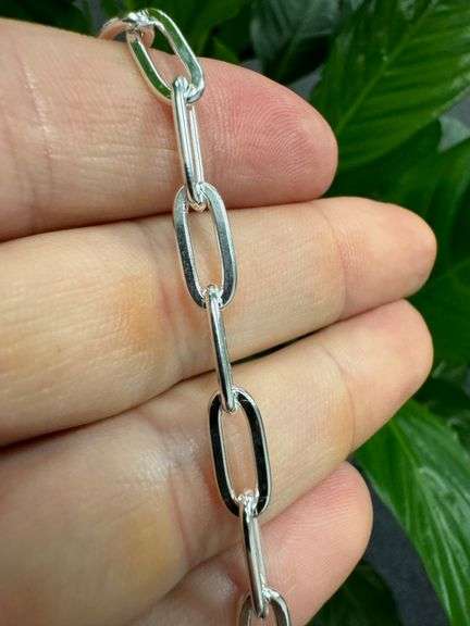 Sterling Silver Paperclip Flat Link Chain 5.8mm Solid 925 Italy Necklace 18"