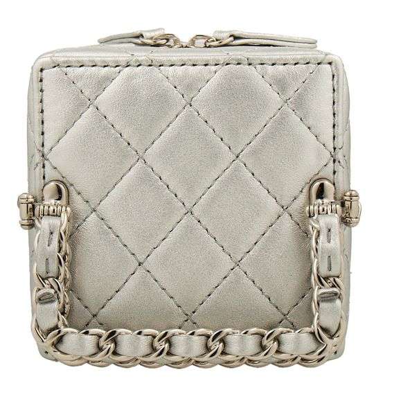 Chanel Silver Crossbody Quilted Box Bag
