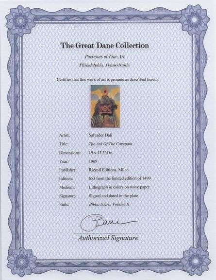 Highly Collectible and Rare Salvador Dali Original Lithograph from the 'Biblia Sacra' Suite