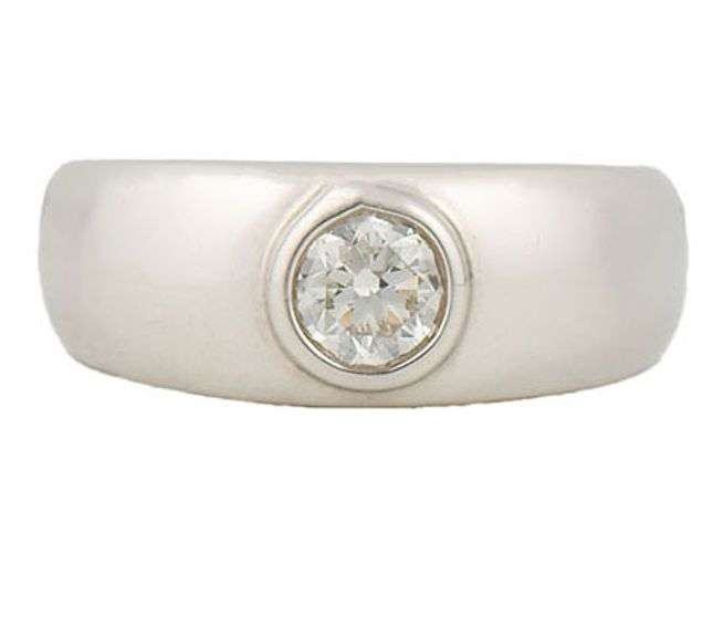 0.50ct Round Diamond Bezel Set Solitaire Band Ring in Platinum