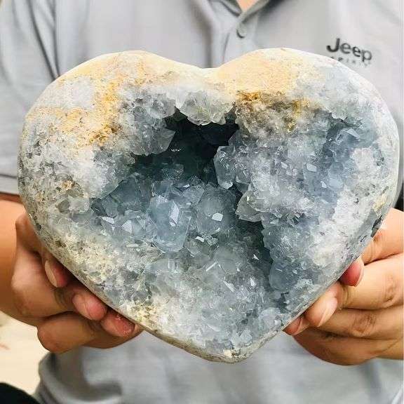 Celestite Heart Crystal Raw Madagascar Geode