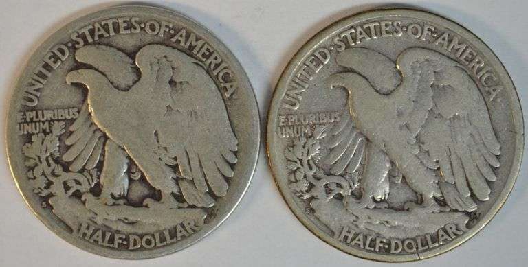 Rare 1921-S and scarce 1923-S Walking Liberty Half Dollars