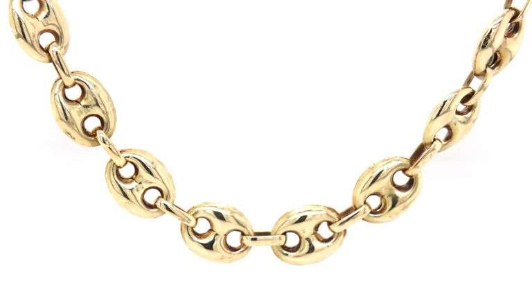 14kt Yellow gold Puff Gucci link chain necklace