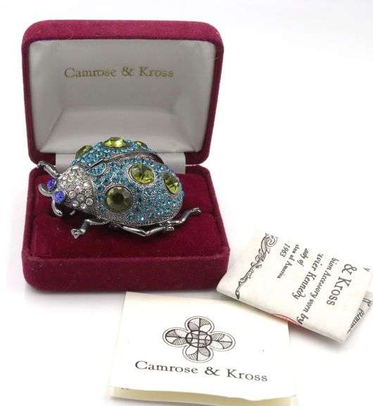Camrose & Kross rhinestone lady bug pendant brooch