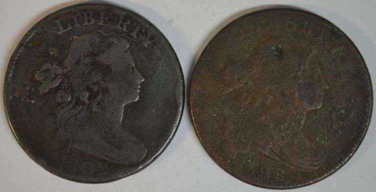 Scarce 1798 and 1802 Draped Bust Large Cents