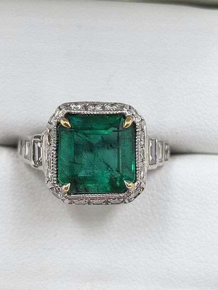 Genuine Emerald & Platinum Ring