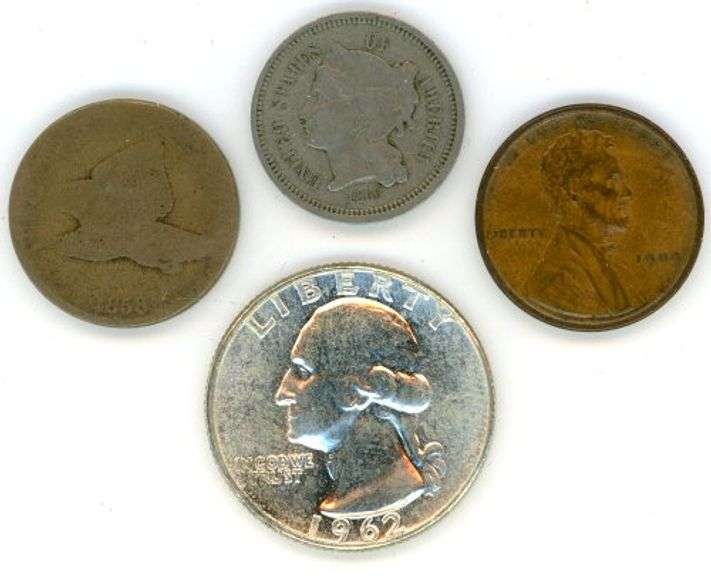 4 Different US Type Coins