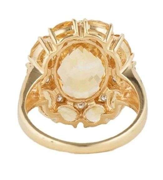 Le Vian Oval Citrine and 0.20ctw Diamond Double Frame Cocktail Ring in 14K