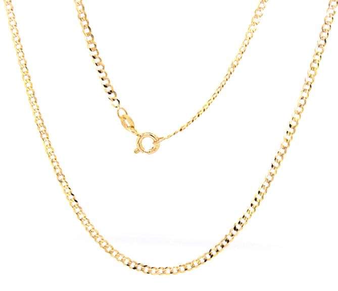 14kt Yellow gold flat curb link chain necklace