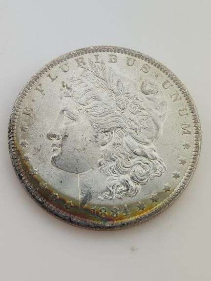 1884-O Morgan Silver Dollar, Rainbow Toning