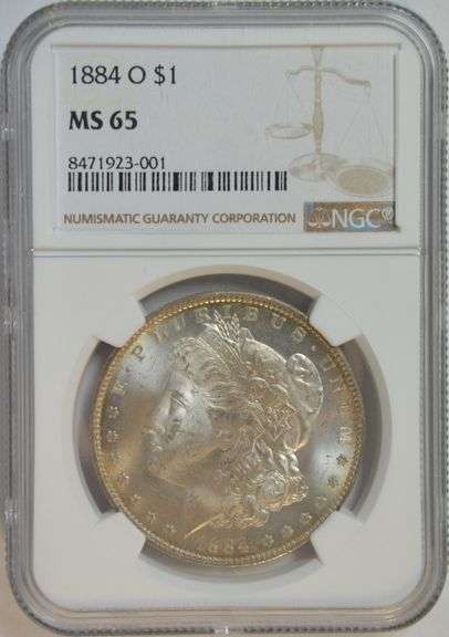 Satiny-white Gem BU 1884-O Morgan Silver Dollar. NGC MS65