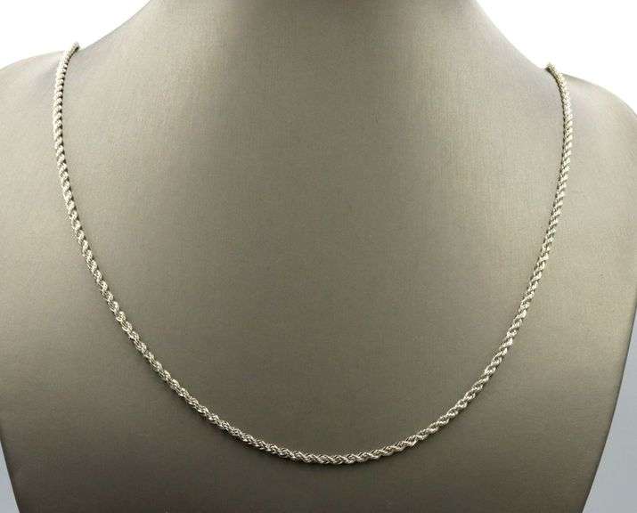 Vintage 925 sterling silver diamond cut rope chain necklace