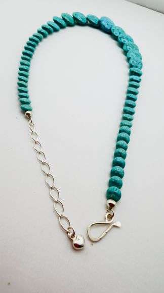 925 Sterling Silver Jay King DTR Graduated Turquoise Disc Shape Necklace
