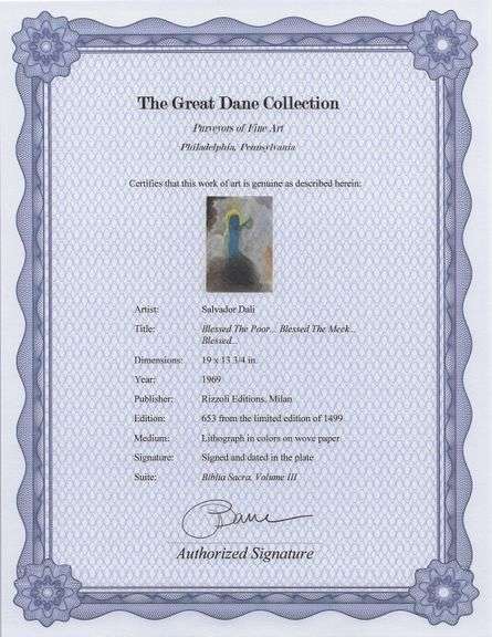 Highly Collectible and Rare Salvador Dali Original Lithograph from the 'Biblia Sacra' Suite