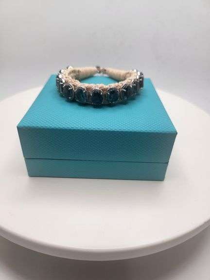 New! +27 ctw all natural Sapphire and 1.27ct diamond  weaved on fabric bracelet