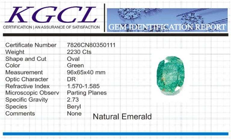 Huge Certified 2230 Ct Museum Size Natural Emerald