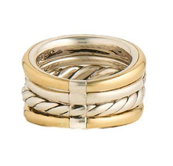 David Yurman 0.28ctw Diamond Mercer Four Row Ring in 18K and Sterling