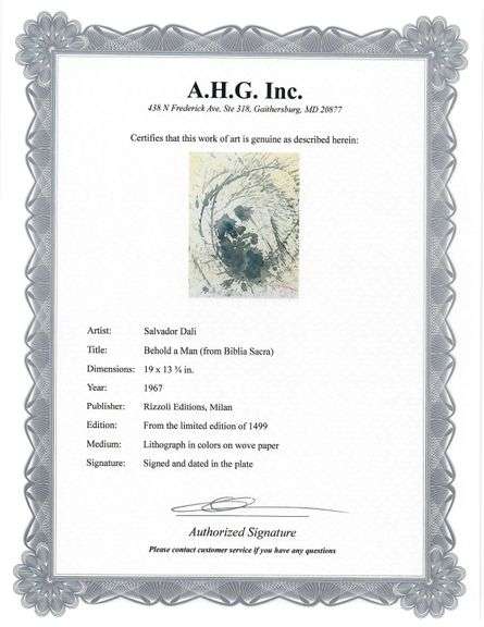 Highly Collectible and Rare Salvador Dali Original Lithograph from the 'Biblia Sacra' Suite