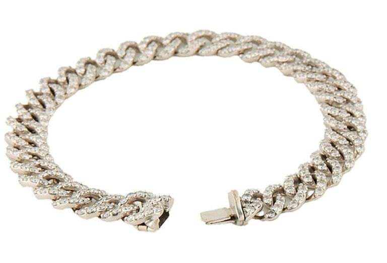 9.0MM 8.75ctw Diamond Curb Link Bracelet in 18K