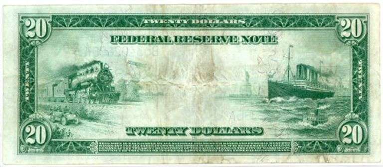High end 1914 Series Large Size $20 Federal Reserve Note (2-B).