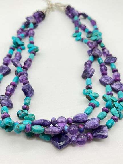 Rocky Gorman 925 Sterling Silver Amethyst Turquoise Necklace