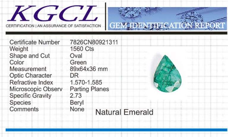 Magnificent 1560 Ct Huge Certified Museum Size Natural Emerald Solitaire