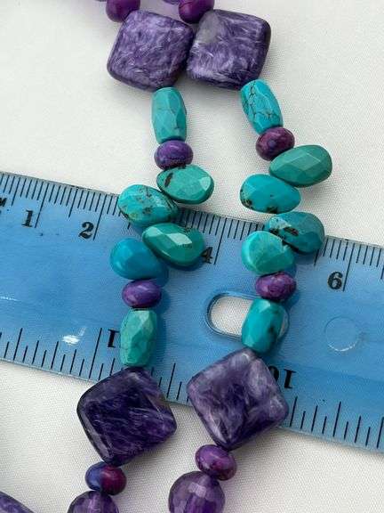 Rocky Gorman 925 Sterling Silver Amethyst Turquoise Necklace