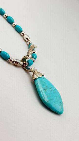 925 Sterling Silver Carolyn Pollack Natural Turquoise Necklace