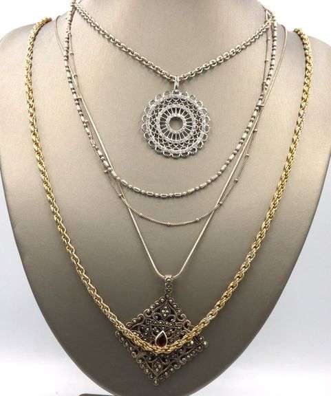 Group lot of 5 Vintage 925 sterling silver necklaces