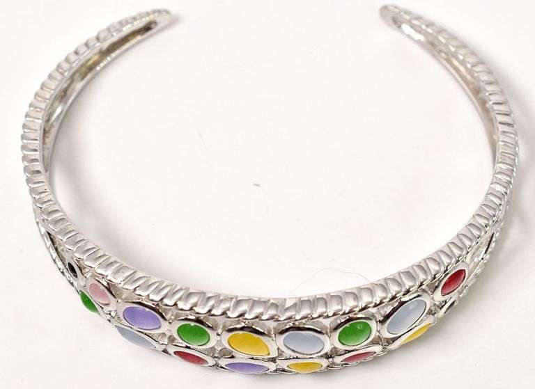 Multi-Gemstone Cuff Bracelet in Sterling Silver