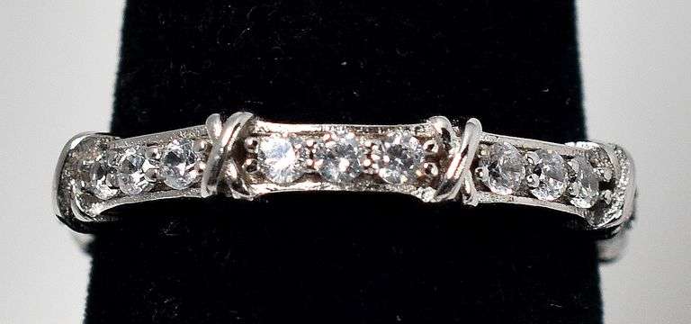 CZ Gemstone Band Ring in Sterling Silver