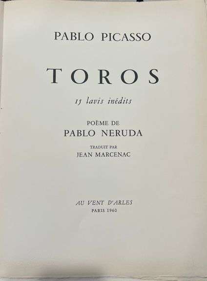 Toro "Bullfighter" Portfolio Book Au Vent d'Arles, Paris 1960 Edition