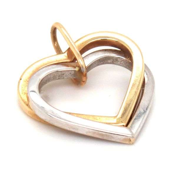 14kt Two tone gold heart shaped charm