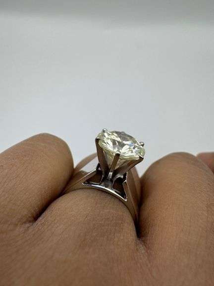 14K White Gold Solitaire 4.75ct Diamond Engagement Ring