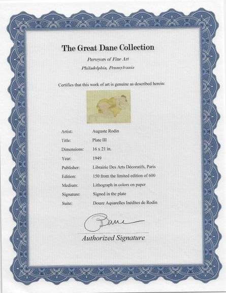 Exclusive Auguste Rodin Lithograph of Watercolor Signed in the Plate, 1949