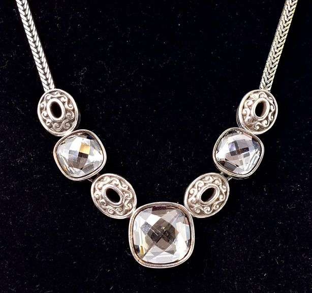 Sparkling CZ Gemstone Necklace in Sterling Silver