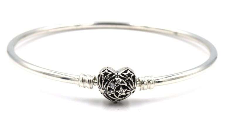 Pandora Celestial heart clasp bangle bracelet