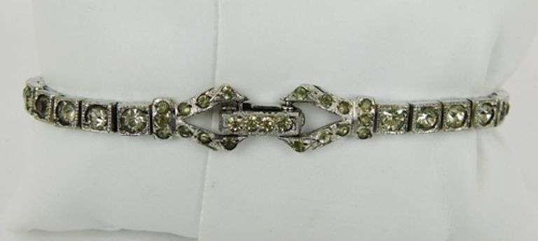 Art Deco Sterling & Paste Stones Bracelet