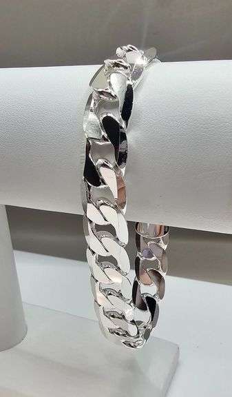 Strong 26 Gram .925 Sterling Silver Plated Cuban Link Bracelet