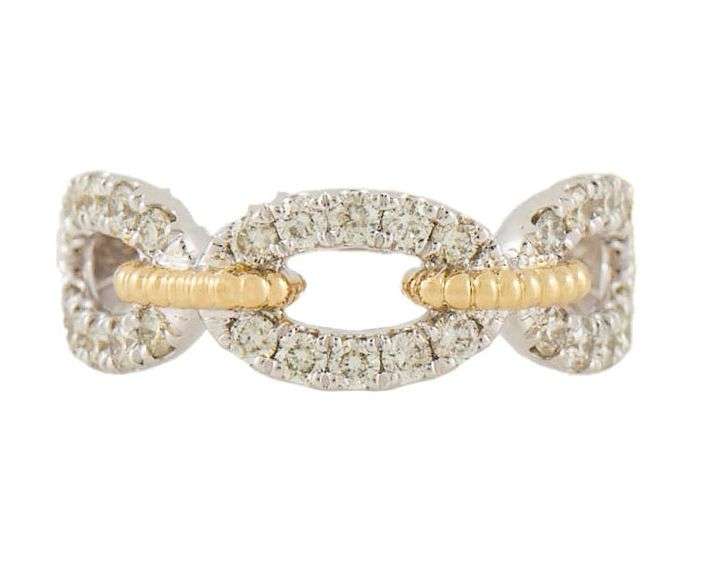 New 0.63ctw Diamond Braided Interlocking Two Tone Band Ring in 14K