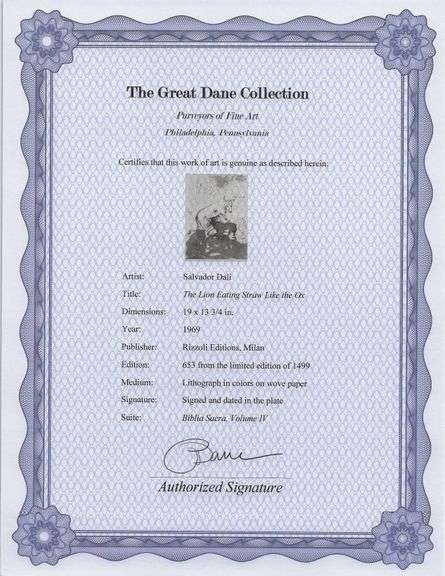 Highly Collectible and Rare Salvador Dali Original Lithograph from the 'Biblia Sacra' Suite