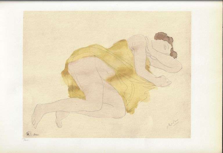 Exclusive Auguste Rodin Lithograph of Watercolor Signed in the Plate, 1949