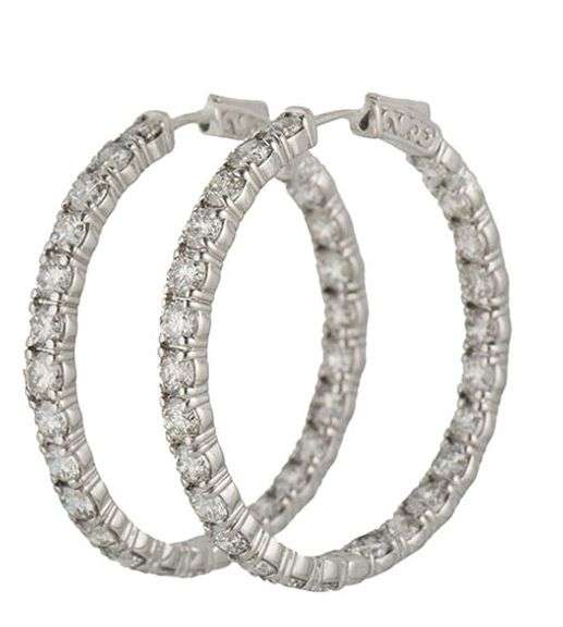 10.0ctw Round Diamond Inside Out Hoop Earrings in 14K