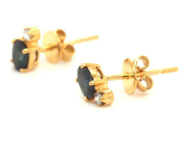 10kt Yellow gold sapphire and diamond stud