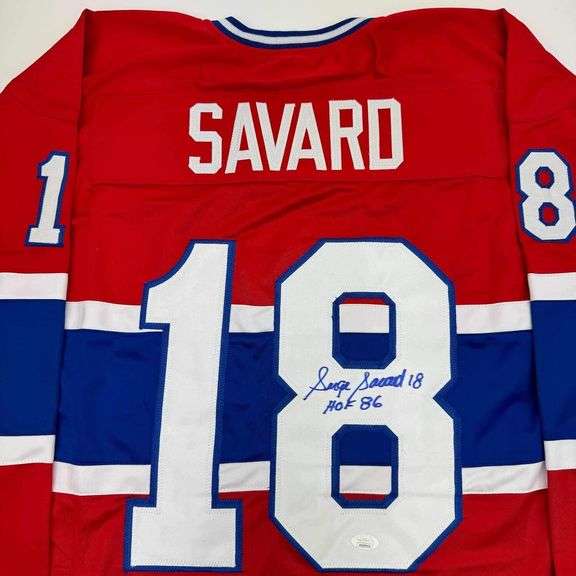 Autographed Serge Savard Red Hockey Jersey w/ COA